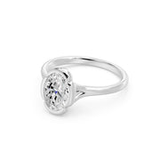 Bague solitaire 1.50 carat or blanc 14 carats diamant synthétique ovale Georgia